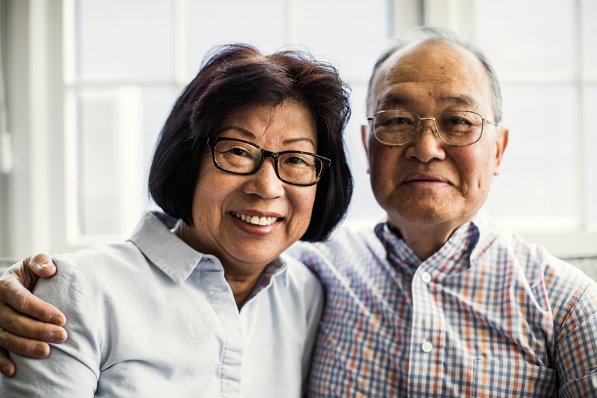 A couple wearing glasses.