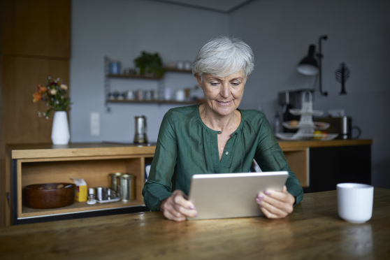 Woman looking at ipad